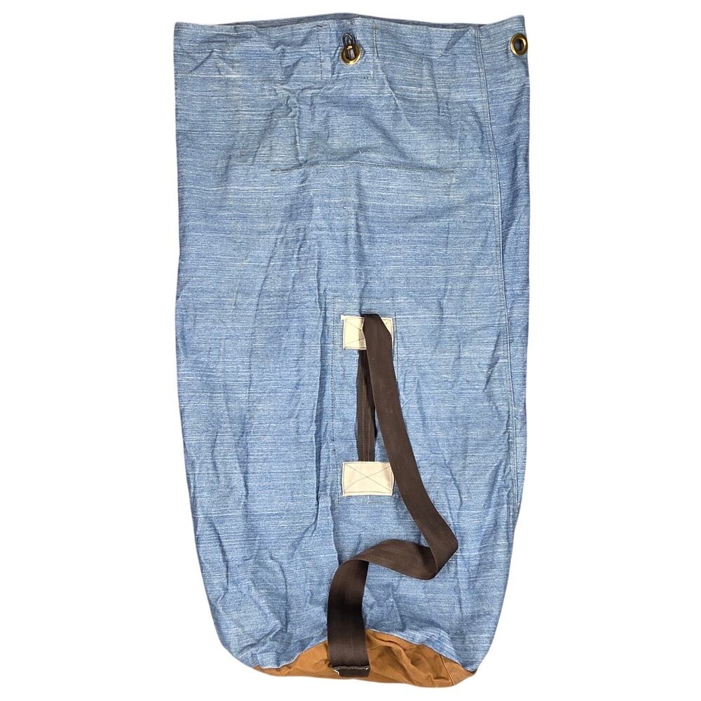 DENIM UTILITY / ROLL‑TOP STYLE BAG – BLUE DENIM FABRIC – 36" HEIGHT × 21" WIDTH